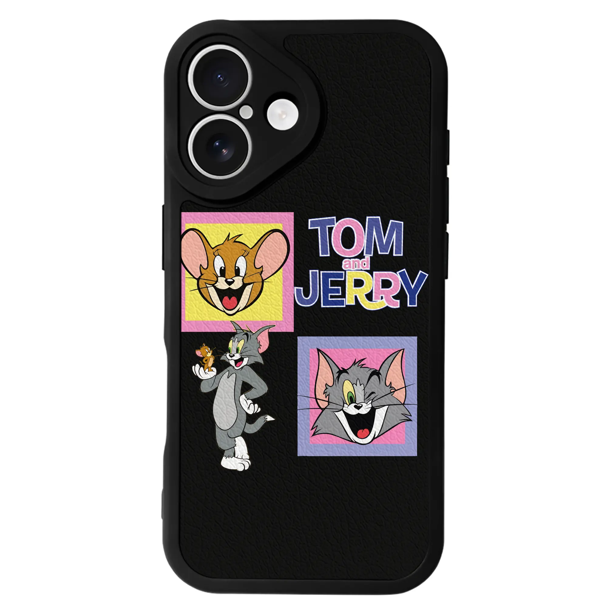 トムとジェリー グッズ ジェリー - IPhone 16シリーズ対応 ・ シリコンスマホケース ・ レザー調 ・ 高精度フィット ・ 耐衝撃 ・ ワイヤレス充電対応 ・ 精密カット